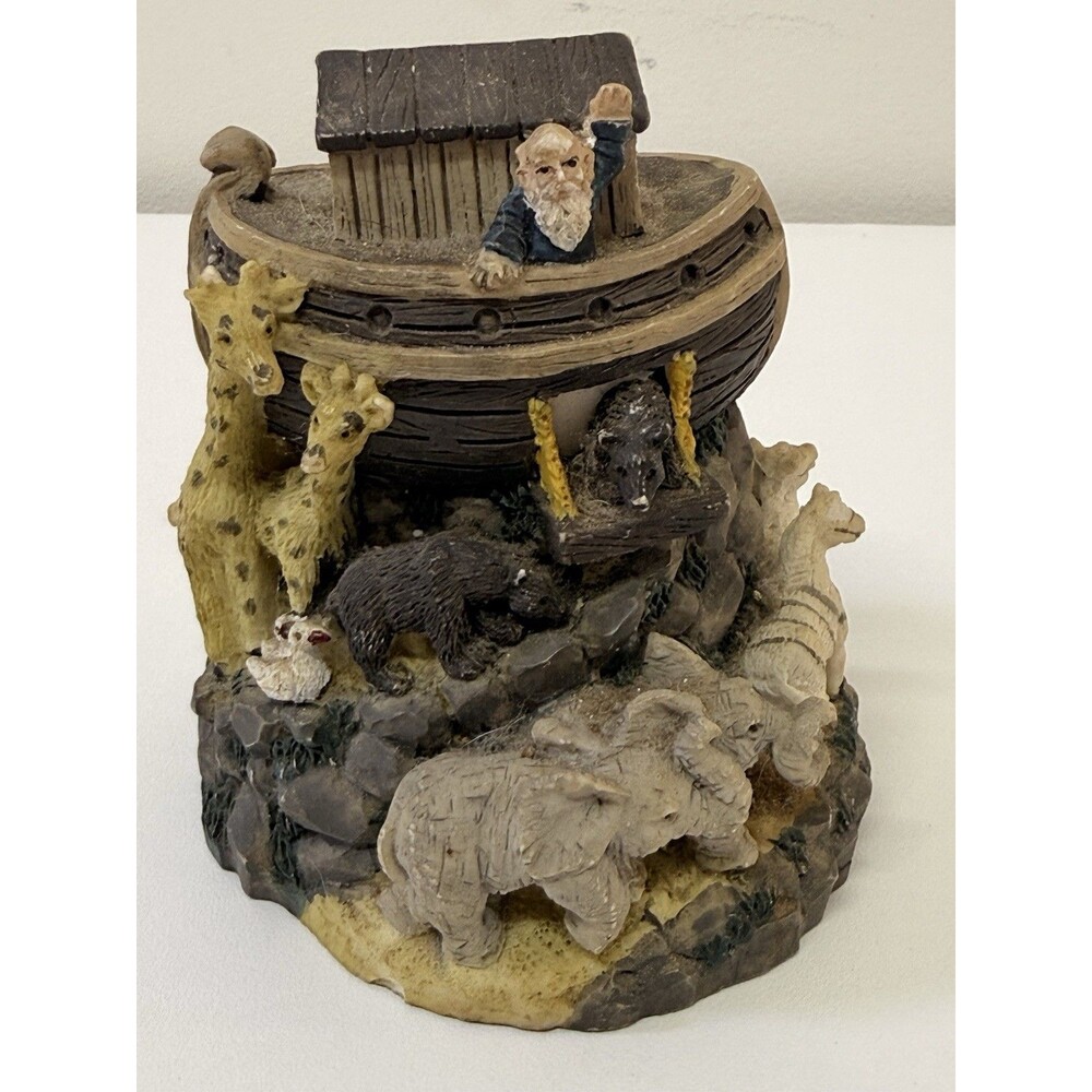 Noah’s Ark Hand Painted Resin Figurine Multicolor Small 4 in Tall